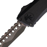 Microtech Troodon LT Auto Combat Knife Coppermal Damascus Hefted Alloy Blade Black DLC Handle Glass Breaker Tactical by Microtech