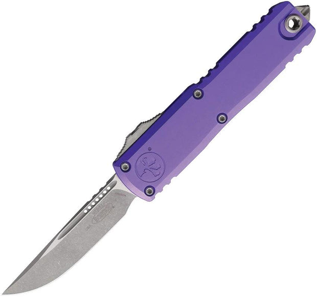 Microtech Auto UTX-85 OTF Knife Gen IV With Apocalyptic M390 Blade Purple Aluminum Handle Glass Breaker For Tactical EDC by Microtech