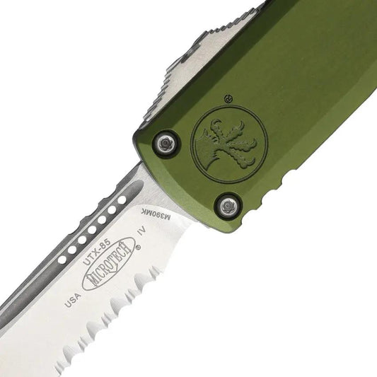 Microtech UTX 85 Auto OTF Knife With Stonewashed M390 Blade OD Green Aluminum Handle For EDC Enthusiasts by Microtech