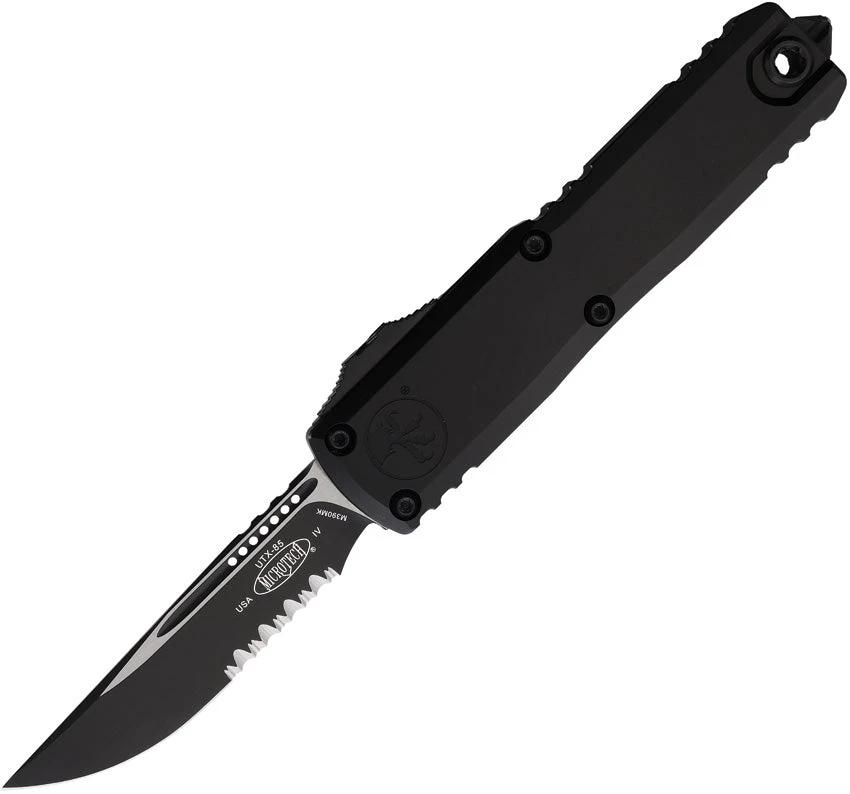 Microtech UTX-85 OTF Auto Knife Gen IV With M390 Blade, Partially Serrated, Two-Tone Finish, Glass Breaker For EDC Fans by Microtech