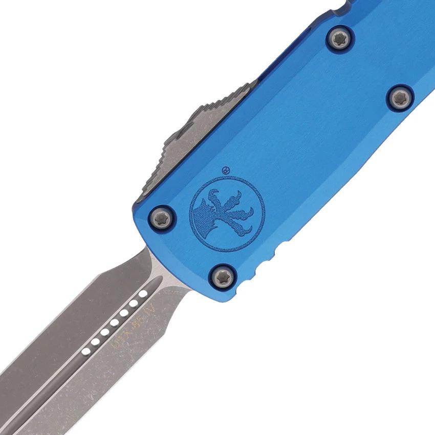 Microtech UTX 85 Auto Knife Gen IV OTF With Double Edge M390 Blade Blue Aluminum Handle EDC Ready by Microtech