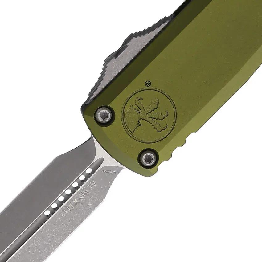Microtech Auto UTX-85 OTF Knife Gen IV DE For EDC Enthusiasts With M390 Blade Apocalyptic Finish And Glass Breaker by Microtech