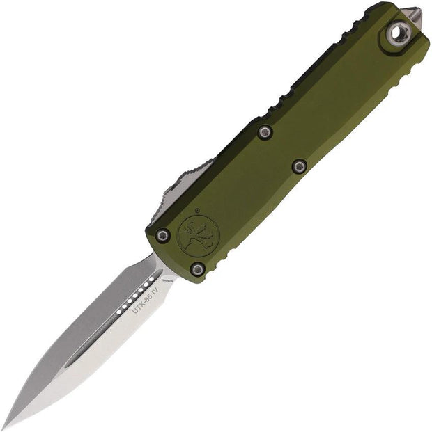 Microtech UTX 85 Auto D/E Gen IV OTF Knife Bohler M390 Blade OD Green Aluminum Glass Breaker EDC Enthusiasts