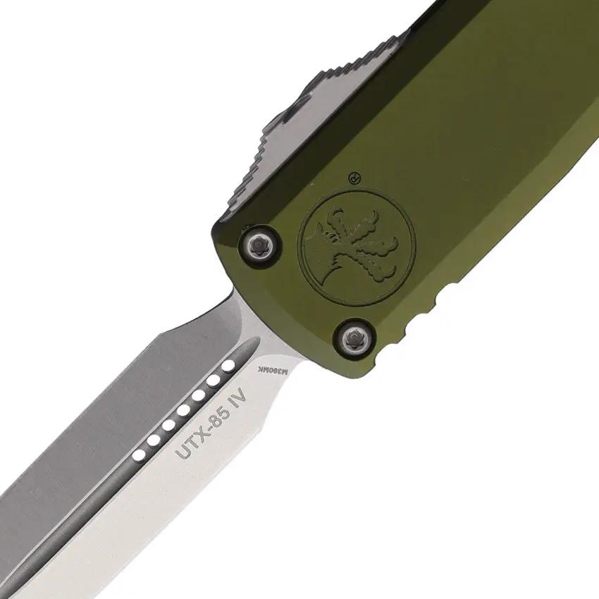 Microtech UTX 85 Auto D/E Gen IV OTF Knife Bohler M390 Blade OD Green Aluminum Glass Breaker EDC Enthusiasts by Microtech