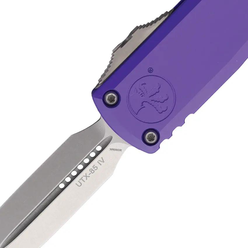 Microtech UTX 85 Auto OTF Knife Gen IV Purple Aluminum Handle M390 Blade Glass Breaker Lanyard Clip For Collectors by Microtech
