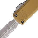 Microtech UTX85 Auto OTF Knife Gen IV Partially Serrated M390MK Dagger Blade Tan Aluminum Handle For Tactical EDC by Microtech