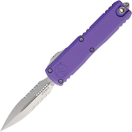 Microtech UTX-85 Auto OTF Gen IV Knife DE With Purple Aluminum Handle M390 Blade For EDC by Microtech