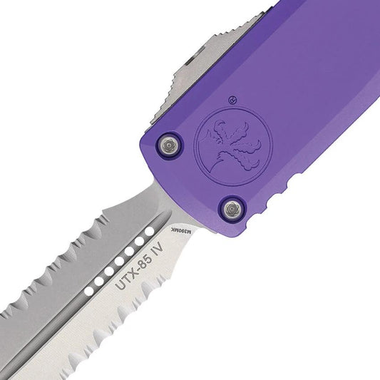 Microtech UTX-85 Auto OTF Gen IV Knife DE With Purple Aluminum Handle M390 Blade For EDC by Microtech
