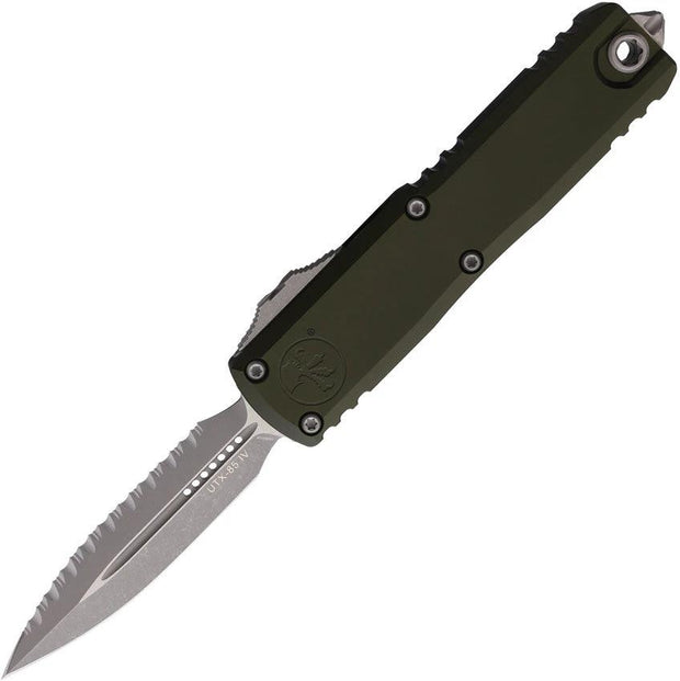 Microtech UTX 85 Auto D E Gen IV OTF Knife For Tactical Enthusiasts With Automatic Opening And Serrated M390 Blade by Microtech