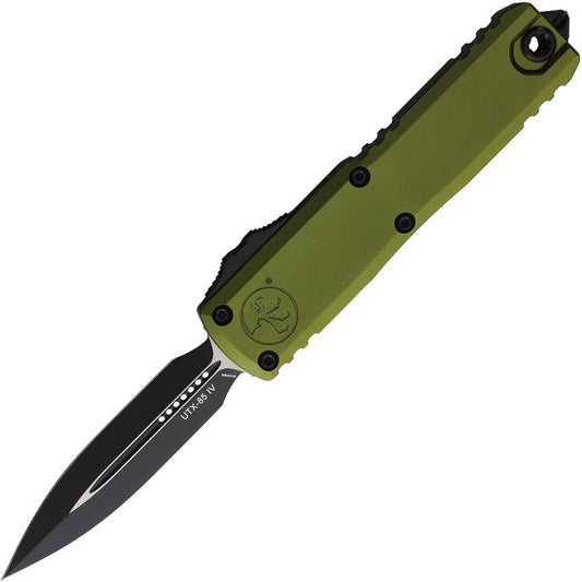 Microtech Auto UTX85 DE Gen IV OTF Knife With M390MK Dagger Blade OD Green Aluminum Handle Glass Breaker For Enthusiasts