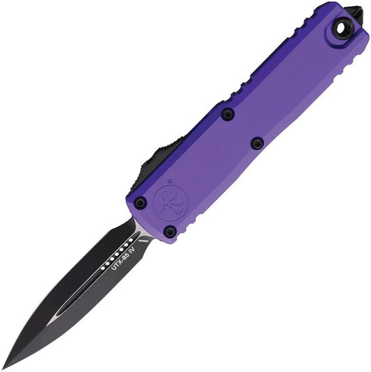 Microtech UTX 85 Auto Knife Gen IV D E Two Tone M390 Blade Purple Aluminum Handle Glass Breaker For EDC Enthusiasts