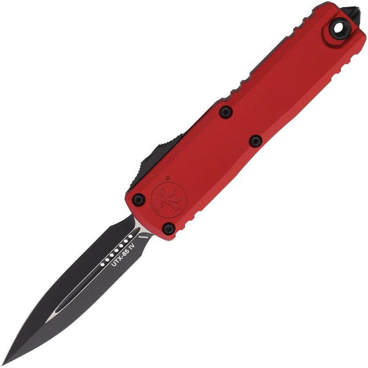 Microtech UTX85 Auto Knife Gen IV OTF 4.5 Inch Closed Red Aluminum Handle M390 Dagger EDC Premium Tactical