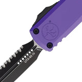 Microtech UTX-85 Auto OTF Knife D/E Gen IV 3.13in Blade Purple Aluminum Handle Two Tone Finish Glass Breaker For EDC by Microtech