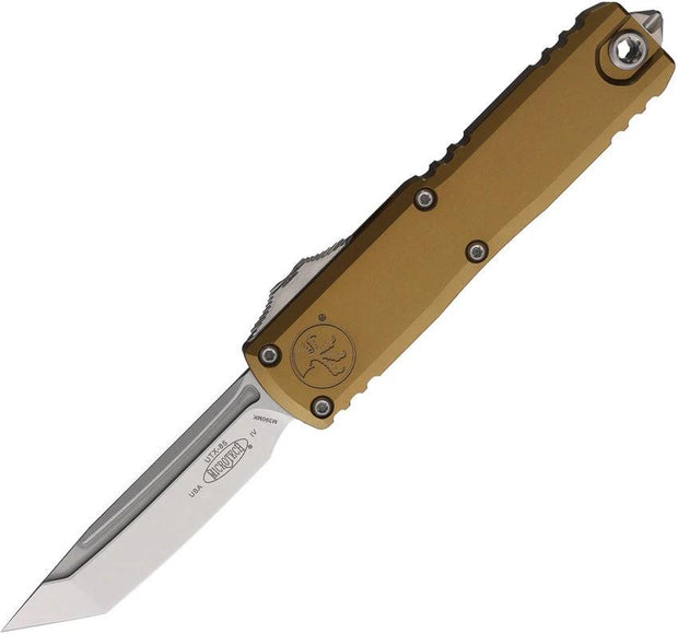 Microtech UTX-85 Auto Gen IV OTF Knife Premium 3in M390MK Tanto Blade Tan Aluminum EDC Enthusiasts by Microtech