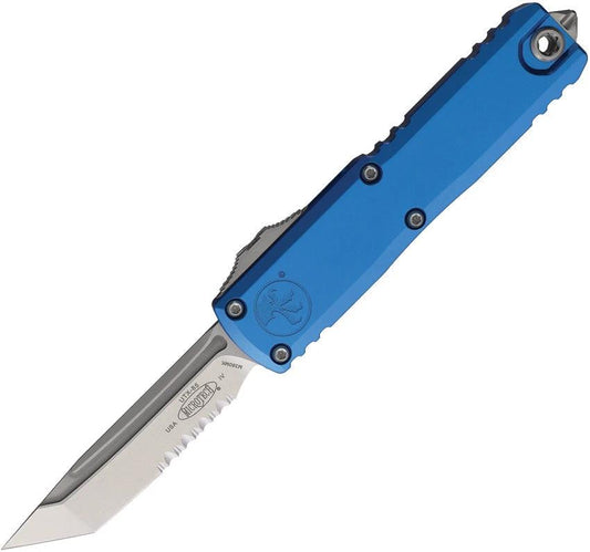 Microtech UTX-85 OTF Auto Knife Gen IV With M390 Blade Blue Aluminum Handle Glass Breaker For Tactical Pros by Microtech