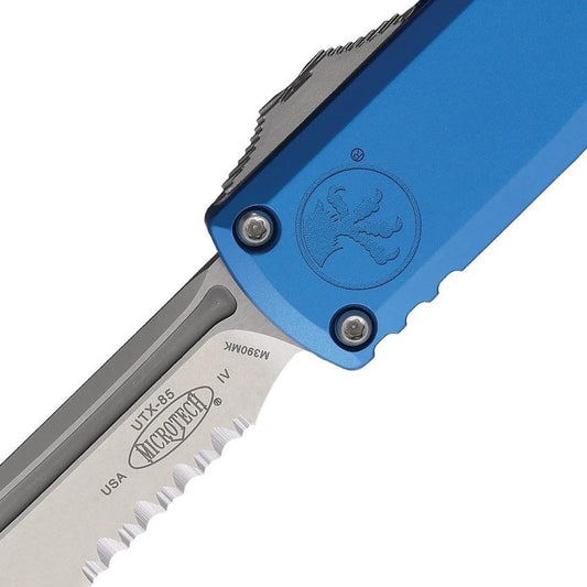 Microtech UTX-85 OTF Auto Knife Gen IV With M390 Blade Blue Aluminum Handle Glass Breaker For Tactical Pros by Microtech