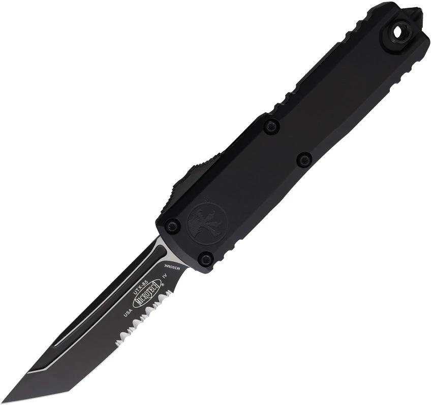 Microtech UTX-85 Auto OTF Knife GenIV M390 Blade Black Aluminum Handle Serrated Glass Breaker For EDC Enthusiasts