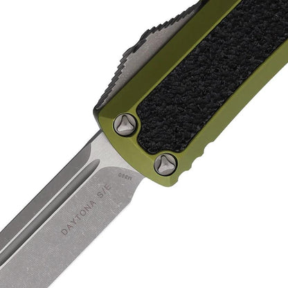 Microtech Auto Daytona SE OTF Knife for Tactical Pros with Apocalyptic Finish 3.13 Inch Blade OD Green Handle by Microtech