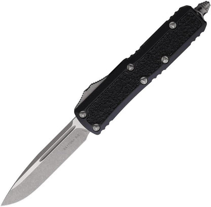 Microtech Auto Daytona OTF Knife Automatic Opening Premium Steel Blade Black Aluminum Handle For Tactical Enthusiasts by Microtech