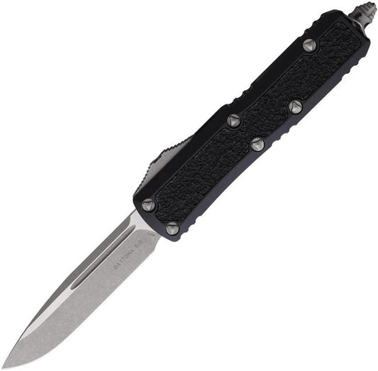 Microtech Auto Daytona OTF Knife Automatic Opening Premium Steel Blade Black Aluminum Handle For Tactical Enthusiasts by Microtech