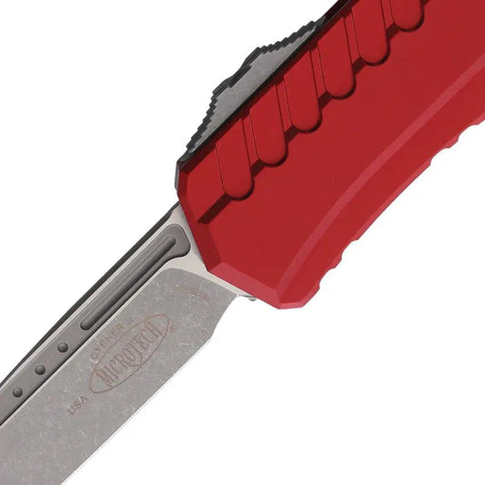 Microtech Auto Cypher II OTF Knife For EDC Pros Red Aluminum Handle 3.5 Inch M390MK Wharncliffe Blade by Microtech