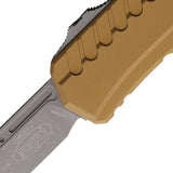 Microtech OTF Auto Knife Cypher II Tan With Wharncliffe Blade Three Point Five Inch Apocalyptic Finish For Tactical EDC by Microtech