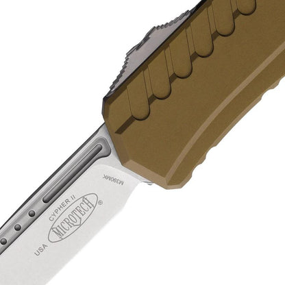 Microtech Cypher II OTF Knife OD Green Aluminum Handle Automatic Opening EDC Enthusiasts Premium Wharncliffe Blade 3.5in by Microtech