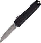 Microtech Auto Cypher II OTF Knife For EDC Enthusiasts With Apocalyptic Finish 3.5in Wharncliffe Serrated Blade