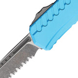 Microtech Auto Cypher II OTF Knife With M390MK Blade Apocalyptic Finish Turquoise Aluminum Handle For Tactical EDC by Microtech