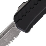 Microtech Auto Cypher II OTF Knife For EDC Enthusiasts With Apocalyptic Finish 3.5in Wharncliffe Serrated Blade by Microtech