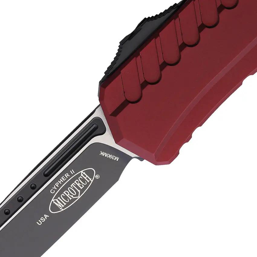 Microtech OTF Knife Cypher II Auto Merlot Aluminum Handle Glass Breaker EDC For Collectors by Microtech