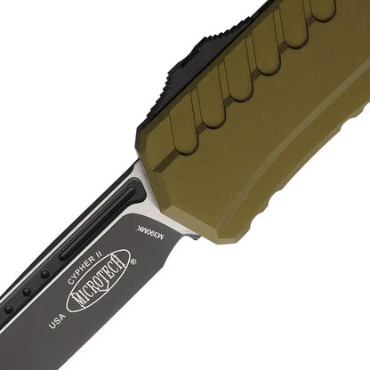 Microtech Auto Cypher II OTF Knife Automatic Opening M390 Wharncliffe Blade OD Green Aluminum Handle EDC Enthusiasts by Microtech