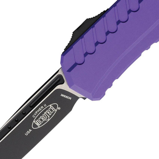 Microtech Auto Cypher II OTF Knife Purple 1241-1PU For EDC Enthusiasts Fast One Hand Deployment by Microtech