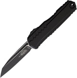 Microtech Auto Cypher II OTF Automatic Knife For EDC With Wharncliffe Blade Black Finish Aluminum Handle Pocket Clip