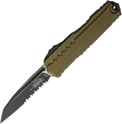 Microtech Auto Cypher II OTF Knife OD Green Aluminum Handle 5 Inch Closed 3.5 Inch Blade Glass Breaker EDC by Microtech