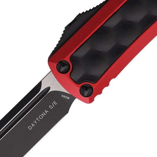 Microtech Auto Daytona OTF Knife Automatic Opening Premium Red Aluminum Two Tone Blade For EDC Enthusiasts by Microtech