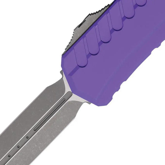 Microtech Auto Cypher II DE OTF Automatic Knife For Tactical EDC Enthusiasts Purple Aluminum Handle by Microtech
