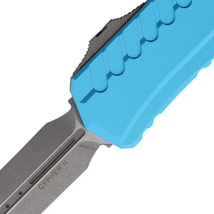 Microtech Auto Cypher II OTF Knife Automatic Opening Apocalyptic Finish Bohler M390MK Blade Turquoise Handle Tactical by Microtech