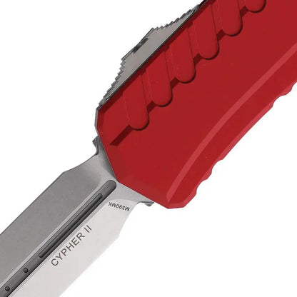 Microtech Auto Cypher II OTF Knife Red Aluminum Handle 3.5 Inch Dagger Blade M390MK For Tactical EDC Fans by Microtech