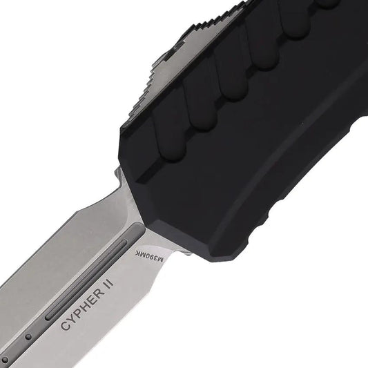 Microtech Auto Cypher II OTF DE 3.5in Blade Premium Glass Breaker Black Aluminum Handle for EDC Pros by Microtech