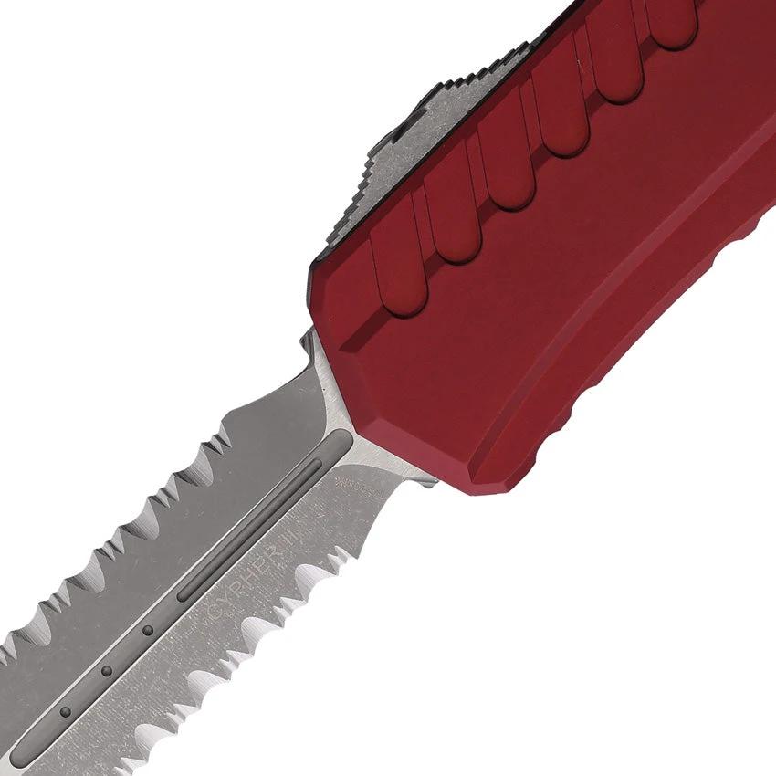 Microtech Auto Cypher II Knife Auto Opening DE AP MR M390 Blade Premium Merlot Aluminum Glass Breaker For Collectors by Microtech