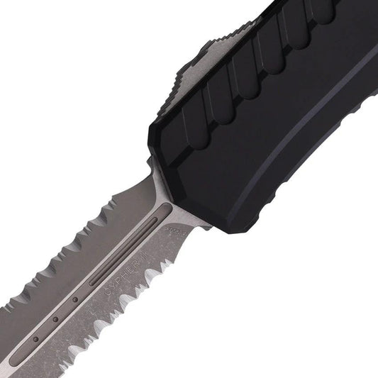 Microtech Auto Cypher II OTF Knife Partial Serrated Premium Steel Dagger Blade Apocalyptic Finish For Tactical EDC by Microtech