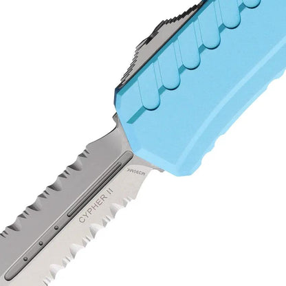 Microtech Cypher II Auto Knife Turquoise Aluminum Handle 3.5 Inch Dagger Blade M390 Elite For EDC Enthusiasts by Microtech