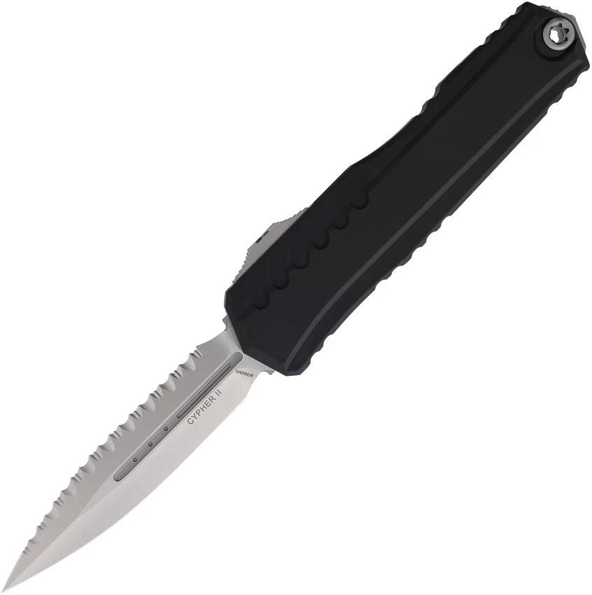 Microtech Auto Cypher II OTF Knife DE Serrated M390MK Premium Stonewash 5in Closed for Tactical EDC Enthusiasts by Microtech
