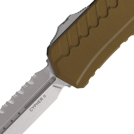 Microtech Cypher II Auto Knife OTF 3.5In Dagger Blade OD Green Aluminum Handle For EDC Enthusiasts by Microtech