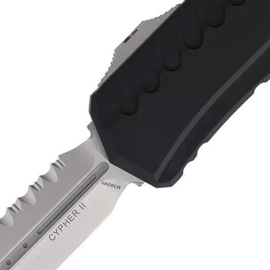 Microtech Auto Cypher II OTF Knife DE Serrated M390MK Premium Stonewash 5in Closed for Tactical EDC Enthusiasts by Microtech