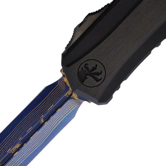 Microtech Cypher II Select OTF Automatic Knife For Tactical Enthusiasts With Coppermai Damascus Double Edge Dagger Blade by Microtech