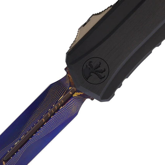 Microtech Auto Cypher II Select OTF Knife Blue Baker Forge Coppermai Damascus Double Edge Dagger Blade For Collectors by Microtech