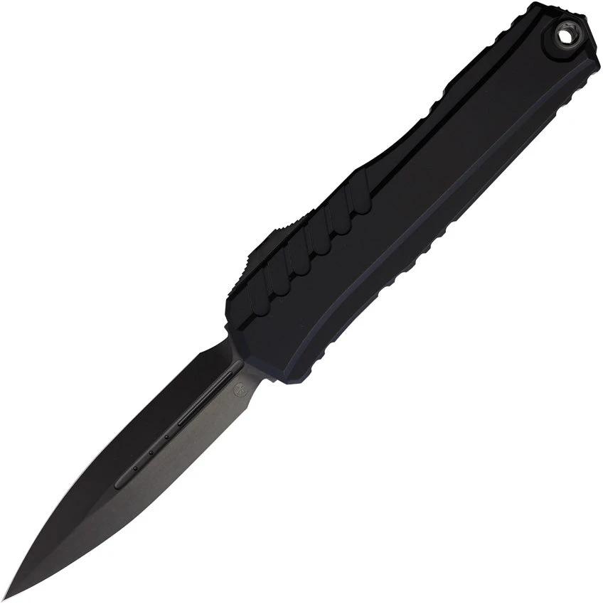 Microtech Auto Cypher II Double Edge OTF Knife Black DLC Coated M390MK For EDC Enthusiasts by Microtech