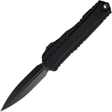 Microtech Auto Cypher II Double Edge OTF Knife Black DLC Coated M390MK For EDC Enthusiasts by Microtech